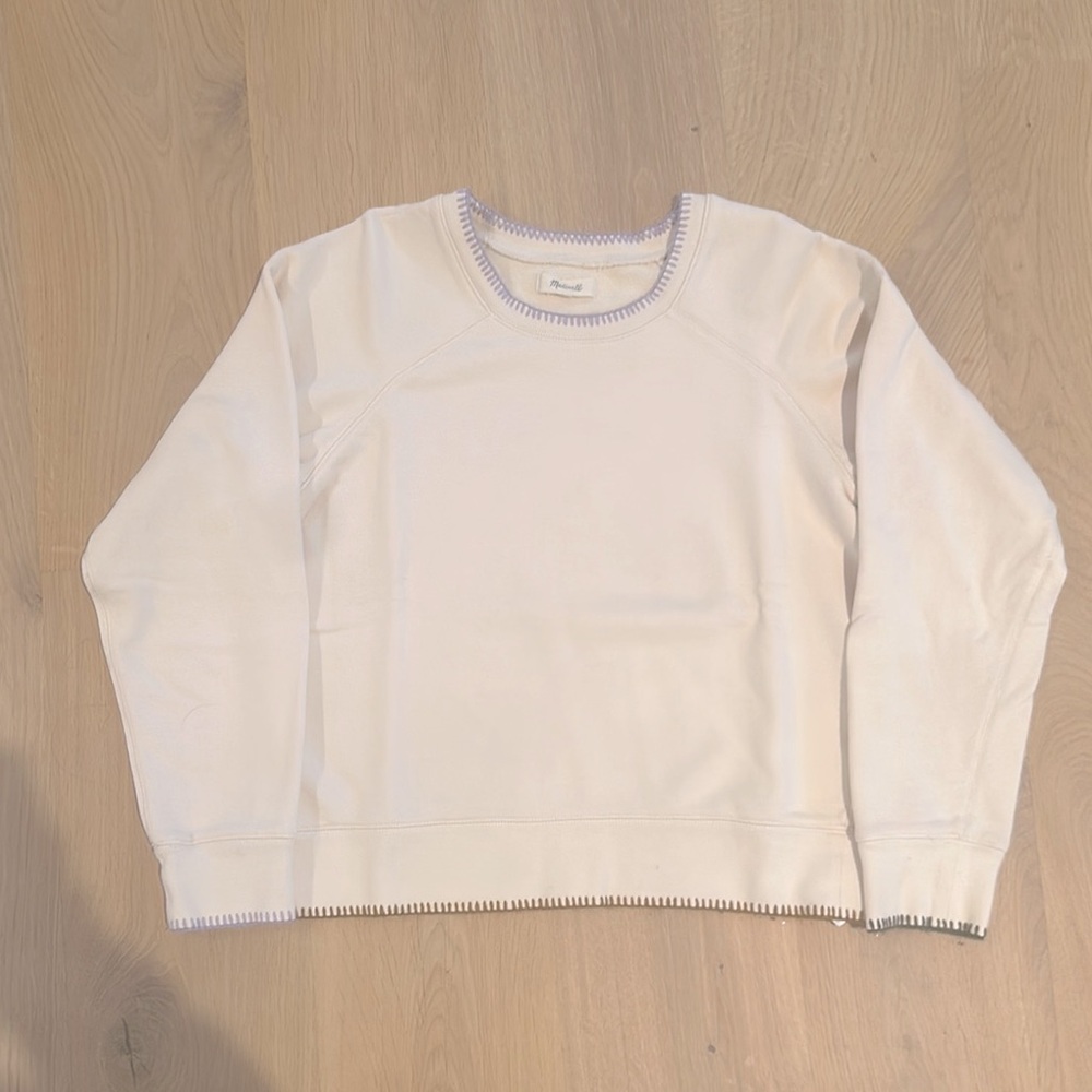 Madewell Cream and Multicolored Stitch crewneck